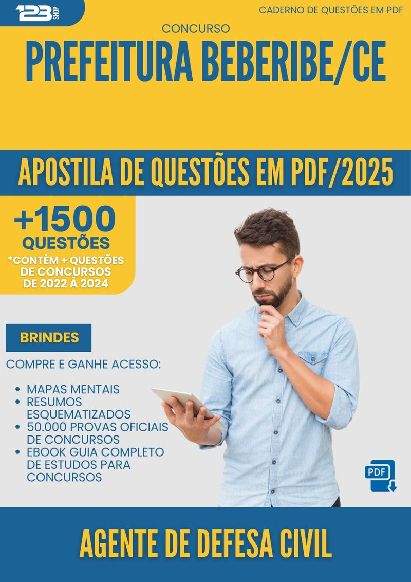 Apostila de Questões para Concurso Agente De Defesa Civil da Prefeitura Beberibe Ce 2025 - Mais de 1.500 Questões