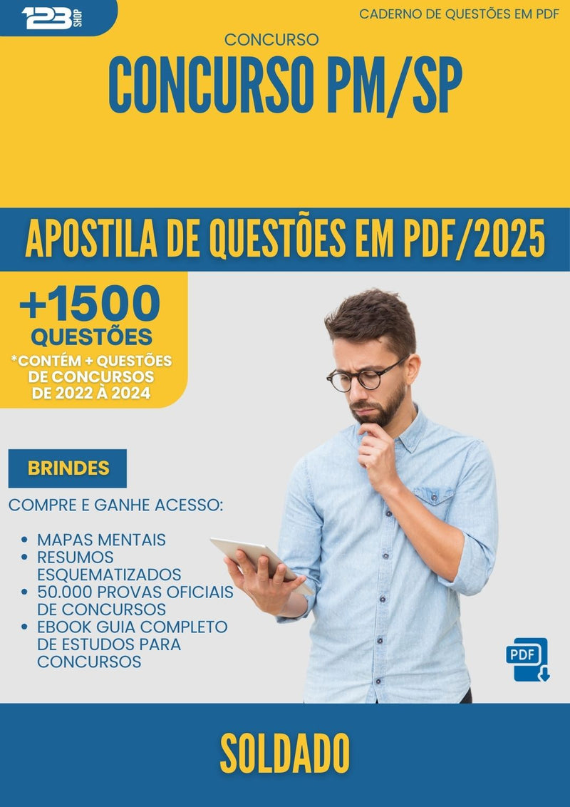 Apostila de Questões para Concurso Soldado Pm Sp 2025 - Mais de 1.500 Questões