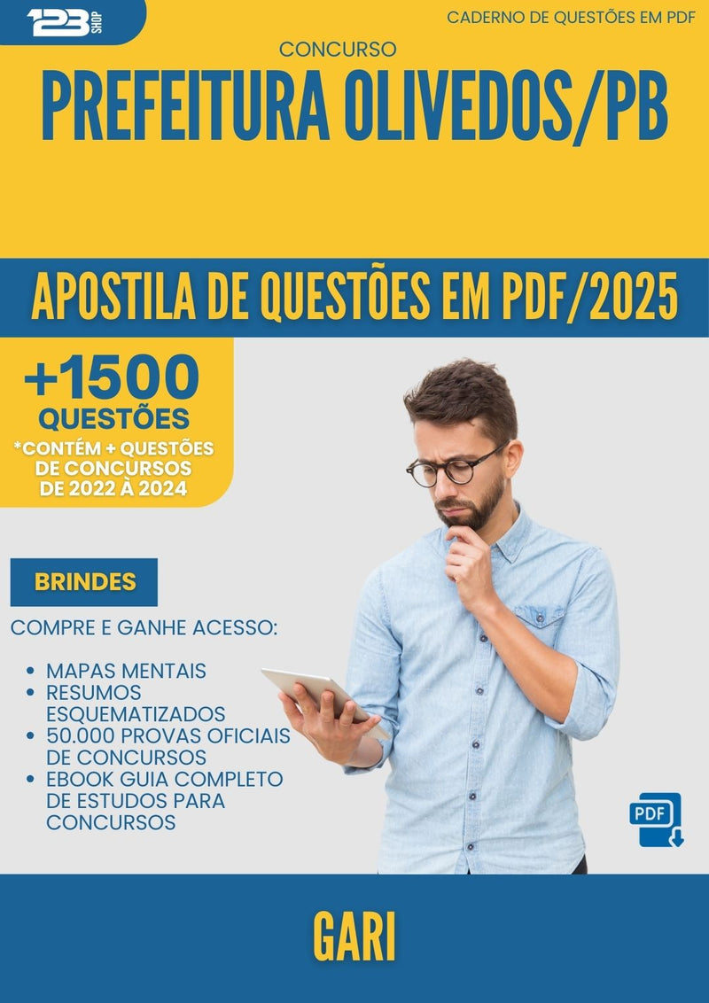 Apostila de Questões para Concurso Gari da Prefeitura Olivedos Pb 2025 - Mais de 1.500 Questões