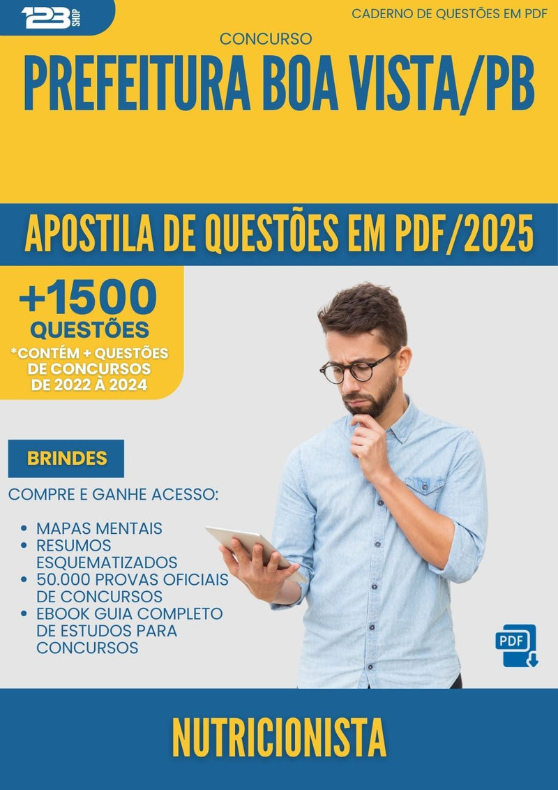 Apostila de Questões para Concurso Nutricionista da Prefeitura Boa Vista Pb 2025 - Mais de 1.500 Questões