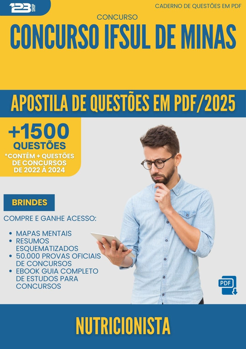 Apostila de Questões para Concurso Nutricionista Ifsuldeminas 2025 - Mais de 1.500 Questões
