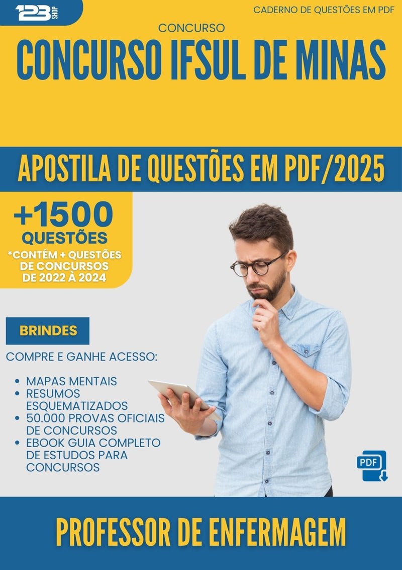 Apostila de Questões para Concurso Professor De Enfermagem Ifsuldeminas 2025 - Mais de 1.500 Questões