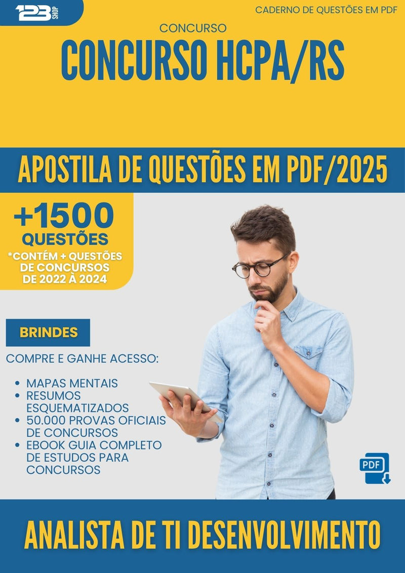 Apostila de Questões para Concurso Analista De Ti Desenvolvimento Hcpa Rs 2025 - Mais de 1.500 Questões