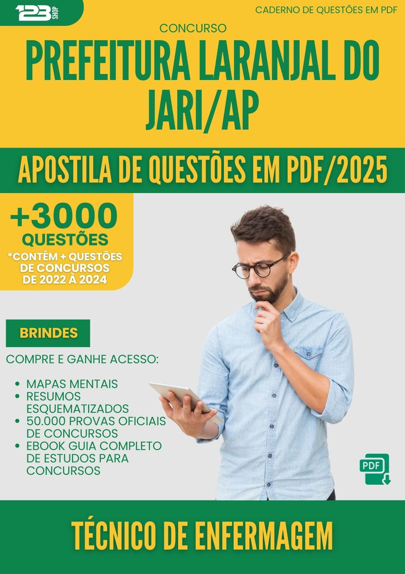 Apostila de Questões para Concurso Tecnico De Enfermagem Laranjal Do da Prefeitura Jari Ap 2025 - Mais de 3.000 Questões