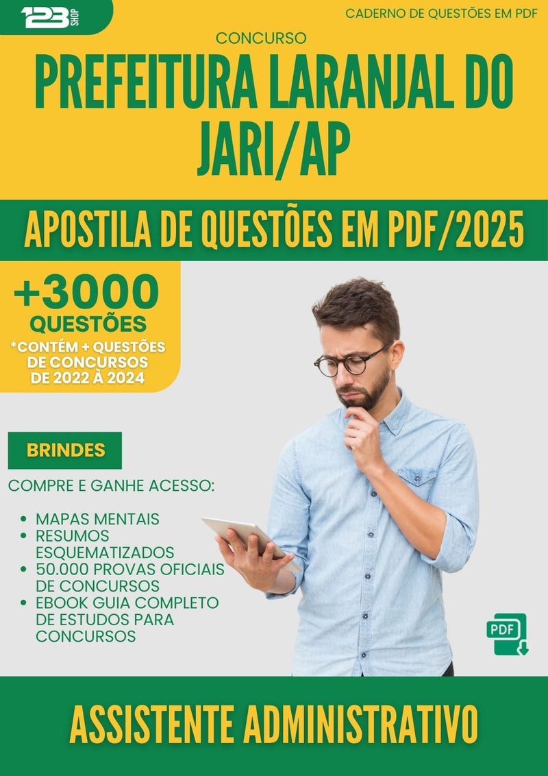 Apostila de Questões para Concurso Assistente Administrativo Laranjal Do da Prefeitura Jari Ap 2025 - Mais de 3.000 Questões