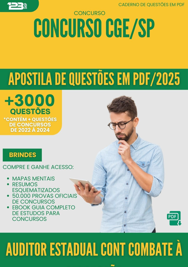 Apostila de Questões para Concurso Auditor Estadual De Controle Combate A Corrupcao Cge Sp 2025 - Mais de 3.000 Questões