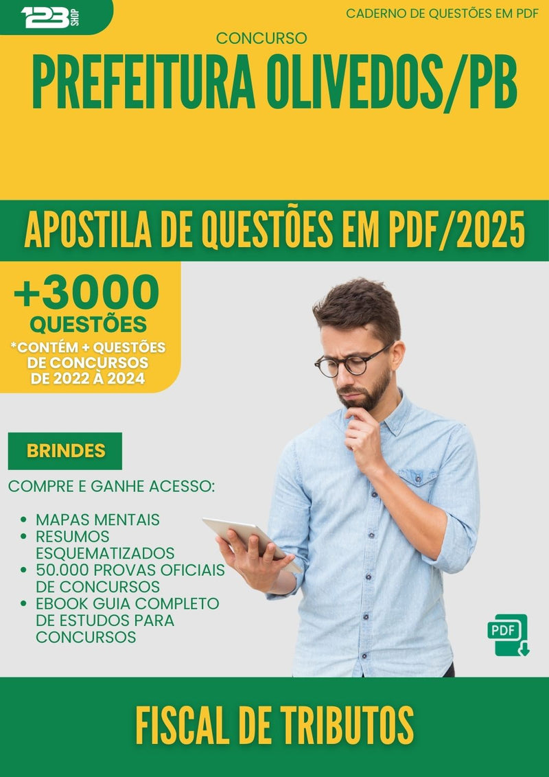 Apostila de Questões para Concurso Fiscal De Tributos da Prefeitura Olivedos Pb 2025 - Mais de 3.000 Questões