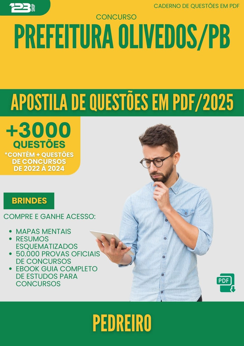 Apostila de Questões para Concurso Pedreiro da Prefeitura Olivedos Pb 2025 - Mais de 3.000 Questões
