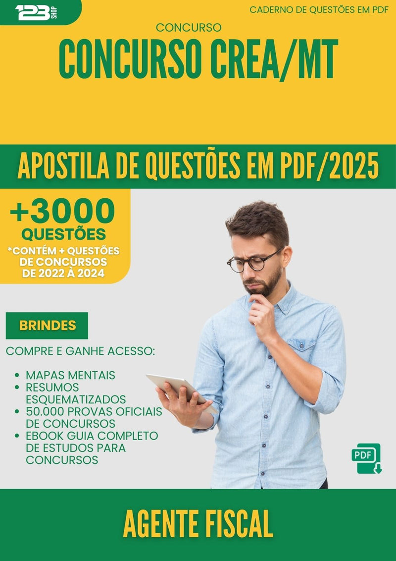 Apostila de Questões para Concurso Agente Fiscal Crea Mt 2025 - Mais de 3.000 Questões