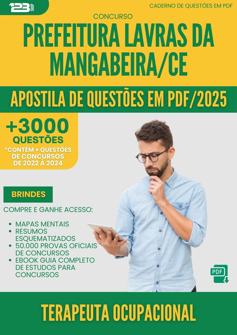 Apostila de Questões para Concurso Terapeuta Ocupacional da Prefeitura Lavras Da Mangabeira Ce 2025 - Mais de 3.000 Questões