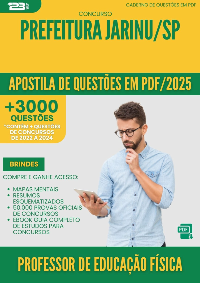 Apostila de Questões para Concurso Professor De Educacao Fisica da Prefeitura Jarinu Sp 2025 - Mais de 3.000 Questões