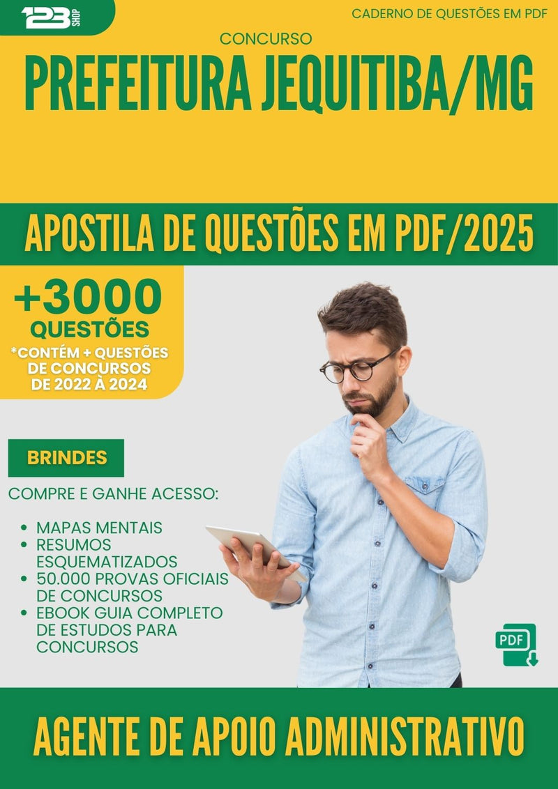 Apostila de Questões para Concurso Agente De Apoio Administrativo da Prefeitura Jequitiba Mg 2025 - Mais de 3.000 Questões