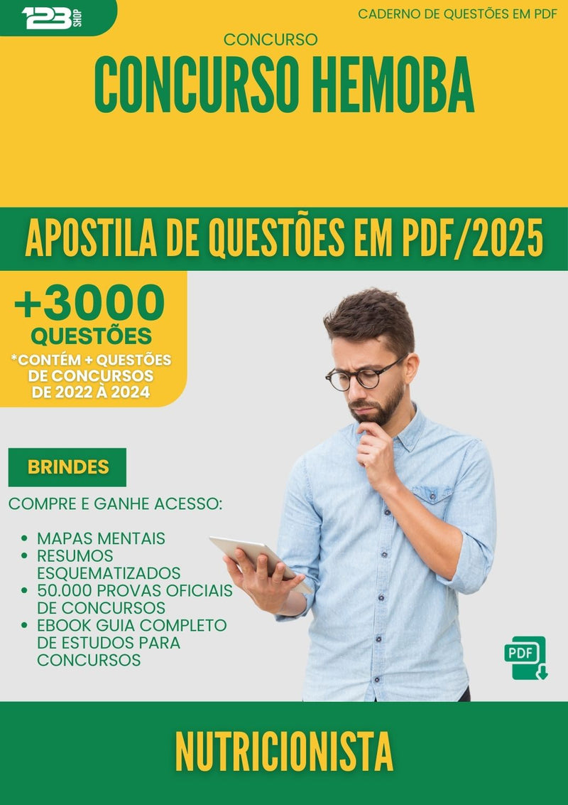 Apostila de Questões para Concurso Nutricionista Hemoba 2025 - Mais de 3.000 Questões