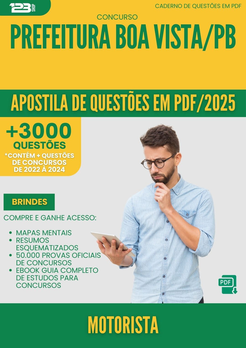 Apostila de Questões para Concurso Motorista da Prefeitura Boa Vista Pb 2025 - Mais de 3.000 Questões