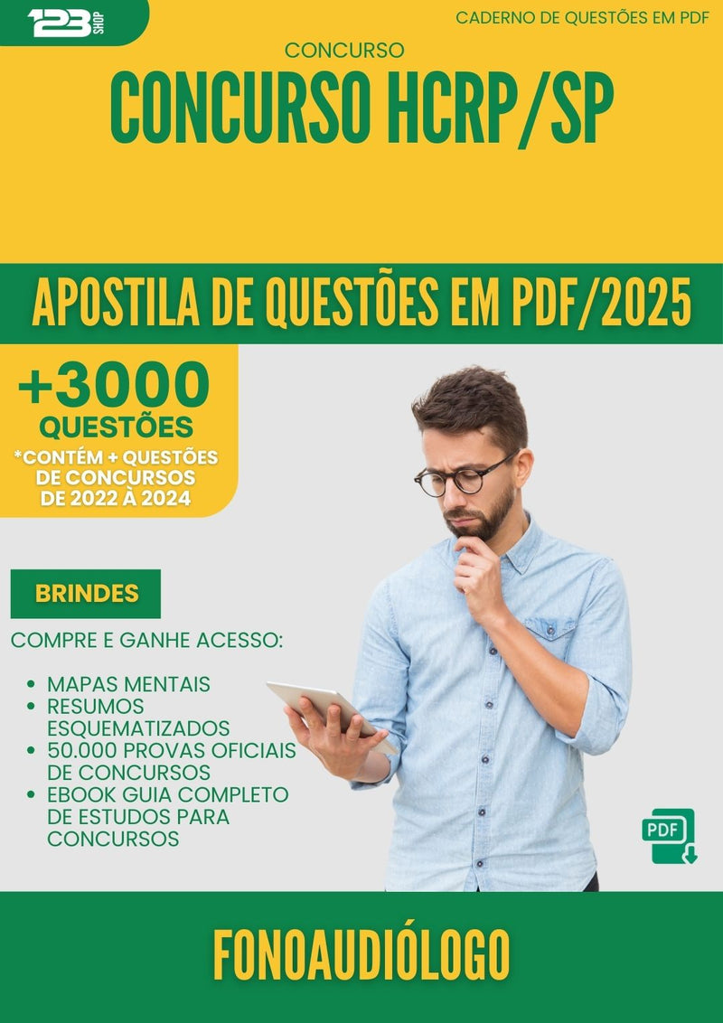 Apostila de Questões para Concurso Fonoaudiologo Hcrp Sp 2025 - Mais de 3.000 Questões