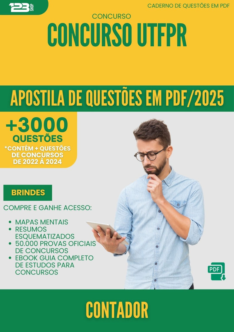 Apostila de Questões para Concurso Contador Utfpr 2025 - Mais de 3.000 Questões