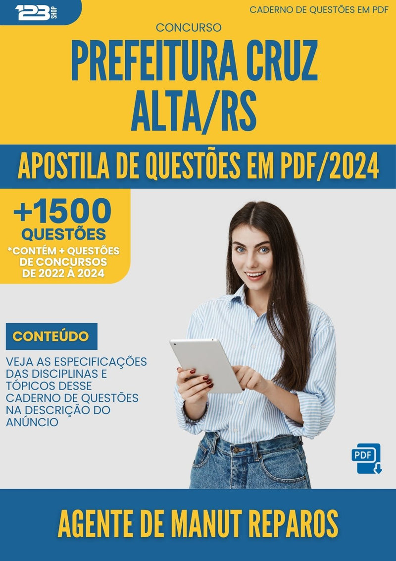 Apostila de Questões para Concurso Agente de Manutenção e Reparos Prefeitura Cruz Alta RS 2024 - Mais de 1.500 Questões