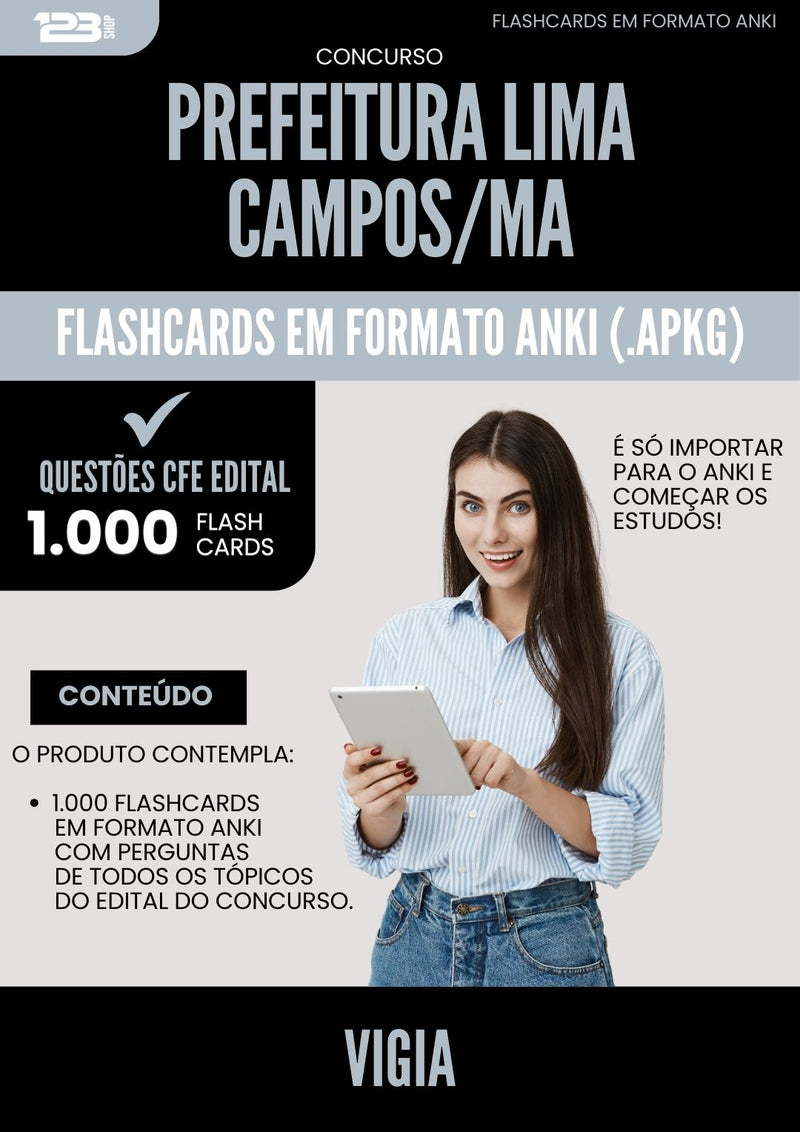 Flashcards para Concurso Vigia da Prefeitura Lima Campos Ma 2025 - 1000 Flashcards de Acordo com Edital