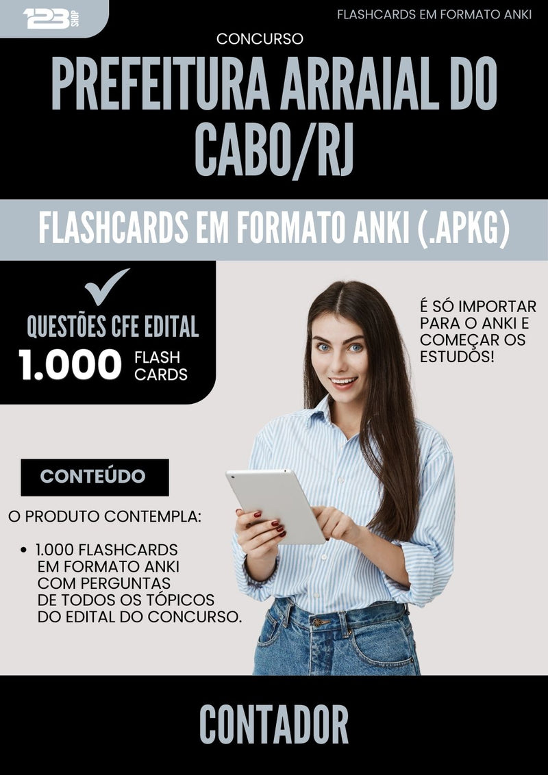 Flashcards para Concurso Contador da Prefeitura Arraial Do Cabo Rj 2025 - 1000 Flashcards de Acordo com Edital