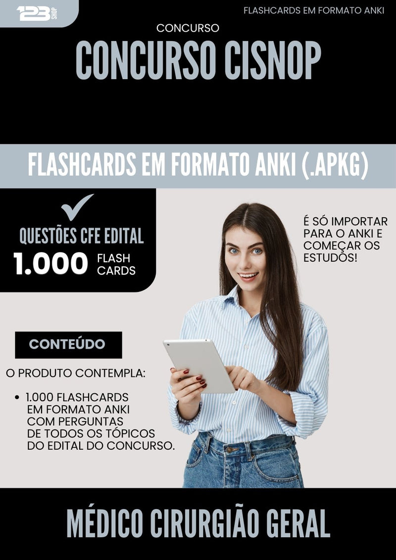 Flashcards para Concurso Medico Cirurgiao Geral Cisnop 2025 - 1000 Flashcards de Acordo com Edital