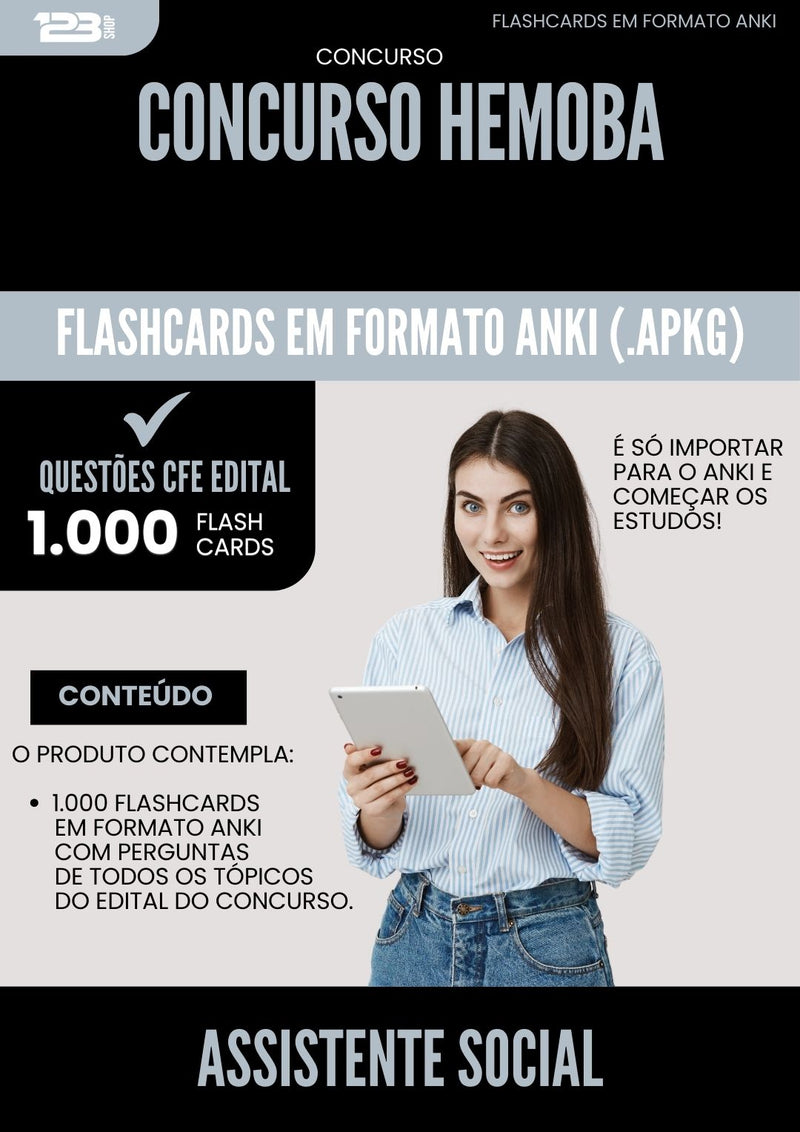Flashcards para Concurso Assistente Social Hemoba 2025 - 1000 Flashcards de Acordo com Edital