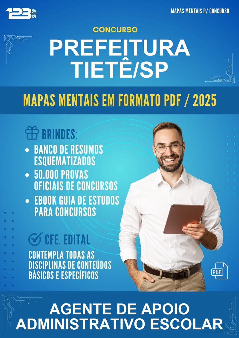 Mapas Mentais para o Concurso Prefeitura Tietê/SP para Agente de Apoio Administrativo Escolar