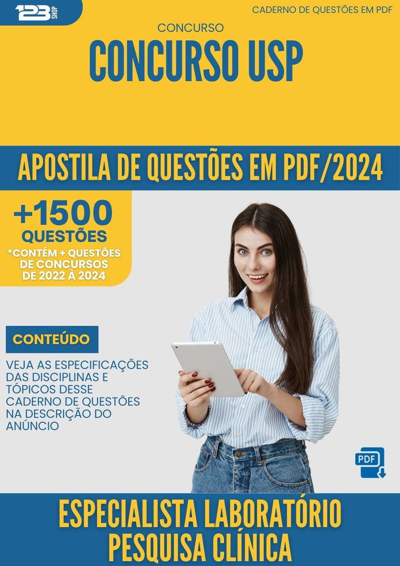 Apostila de Questões para Concurso USP 2024 Especialista Laboratório Pesquisa Clínica - Mais de 1.500 Questões