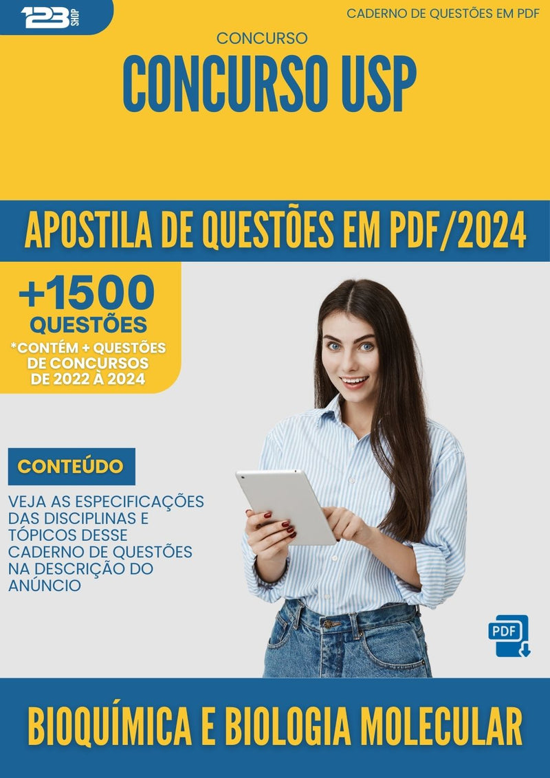 Apostila de Questões para Concurso USP 2024 Bioquímica e Biologia Molecular - Mais de 1.500 Questões