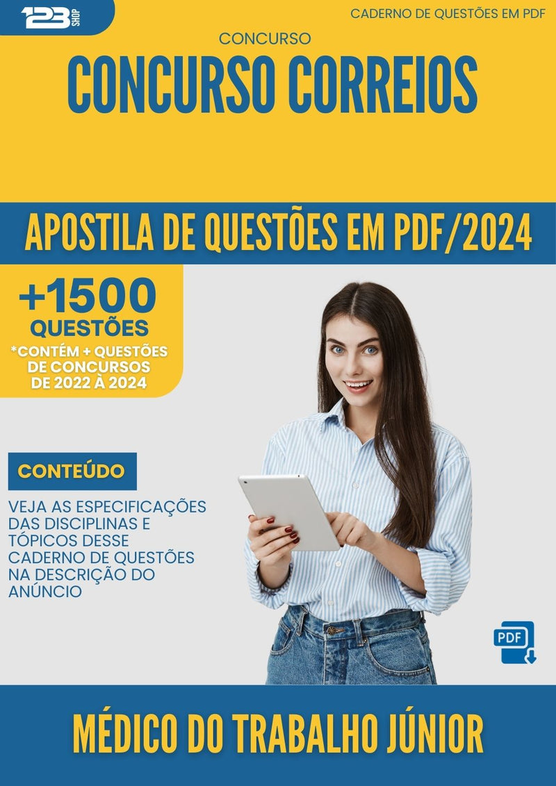 Apostila de Questões para Concurso Correios 2024 Médico do Trabalho Júnior - Mais de 1.500 Questões