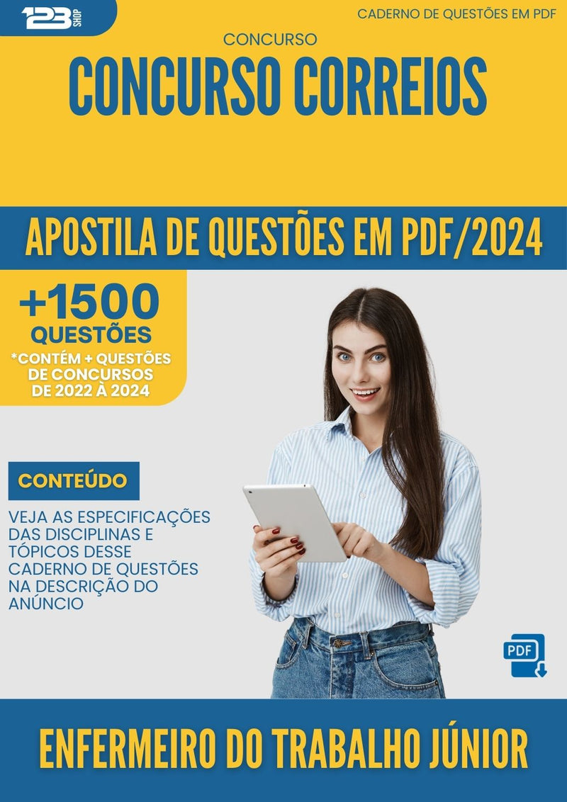 Apostila de Questões para Concurso Correios 2024 Enfermeiro do Trabalho Júnior - Mais de 1.500 Questões