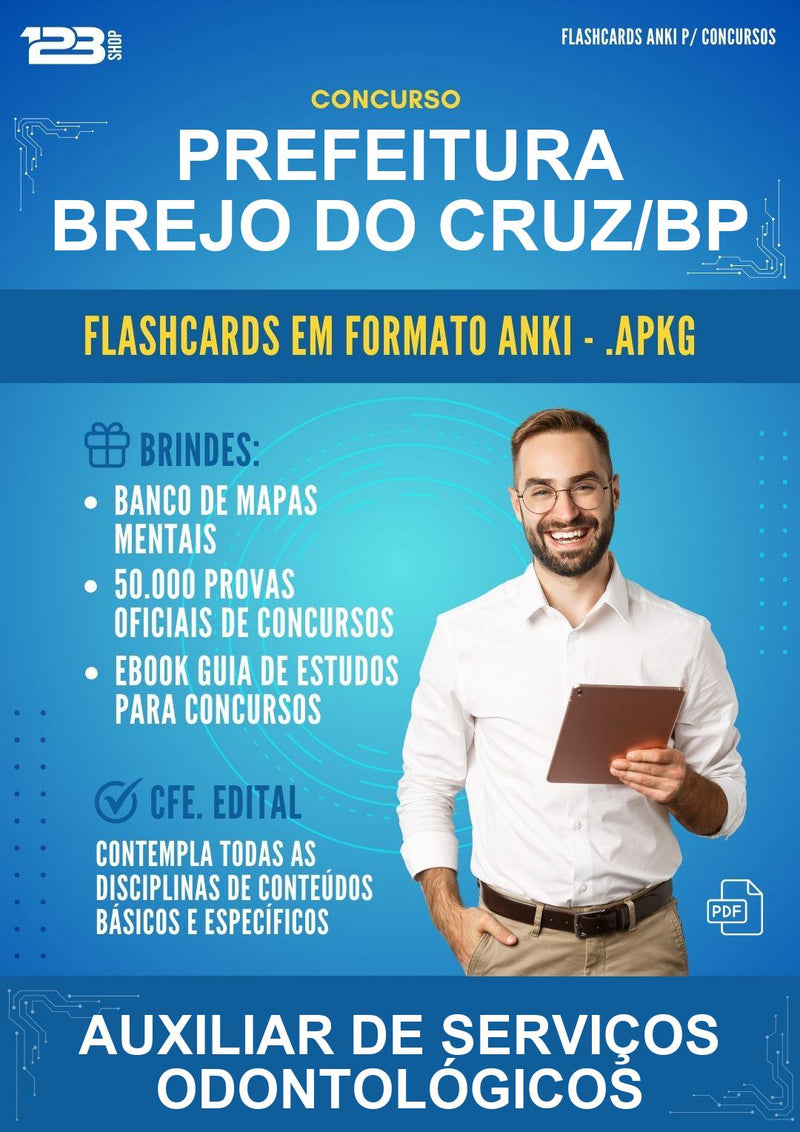 Flashcards Anki para o Concurso Prefeitura Brejo do Cruz/PB para Auxiliar de Serviços Odontológicos