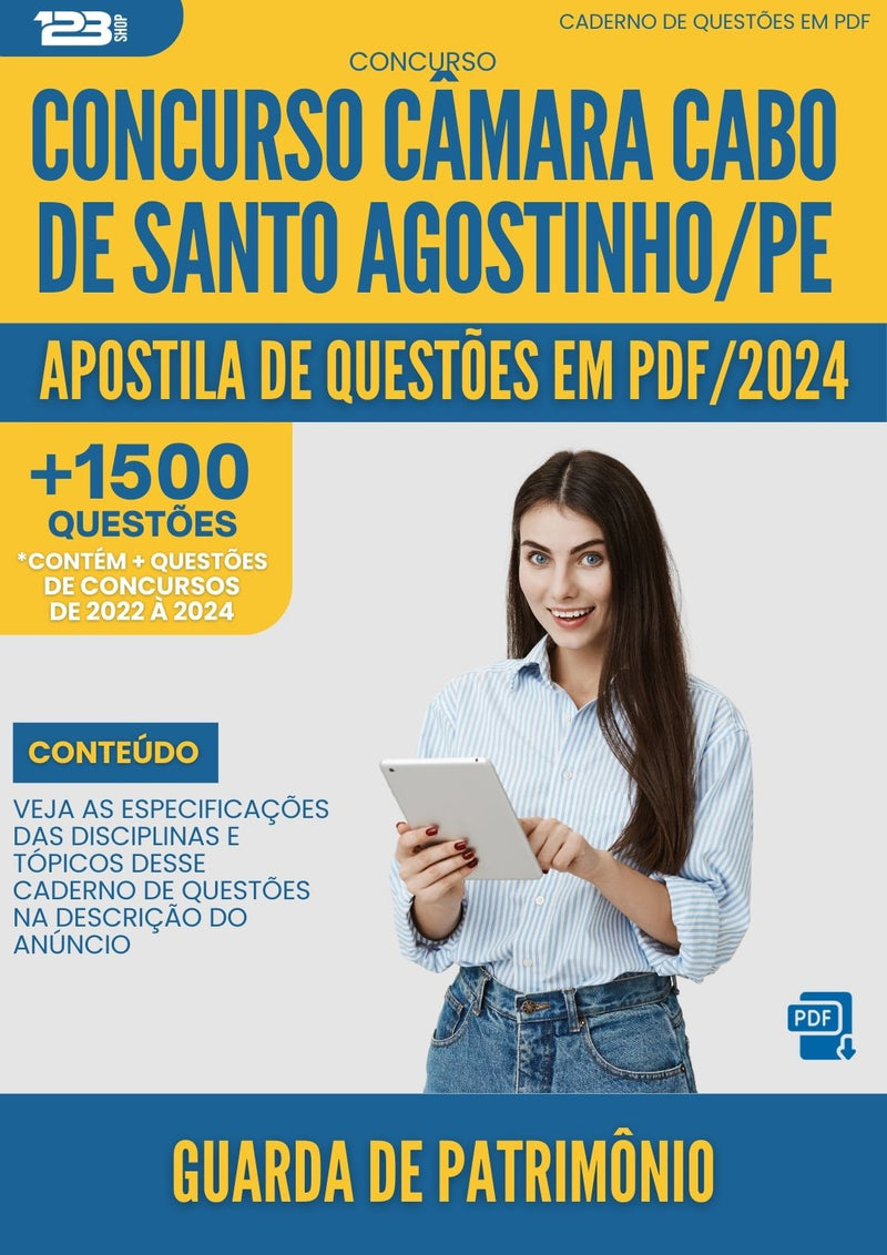 Apostila de Questões para Concurso Câmara Cabo De Santo Agostinho PE 2024 Guarda de Patrimônio - Mais de 1.500 Questões