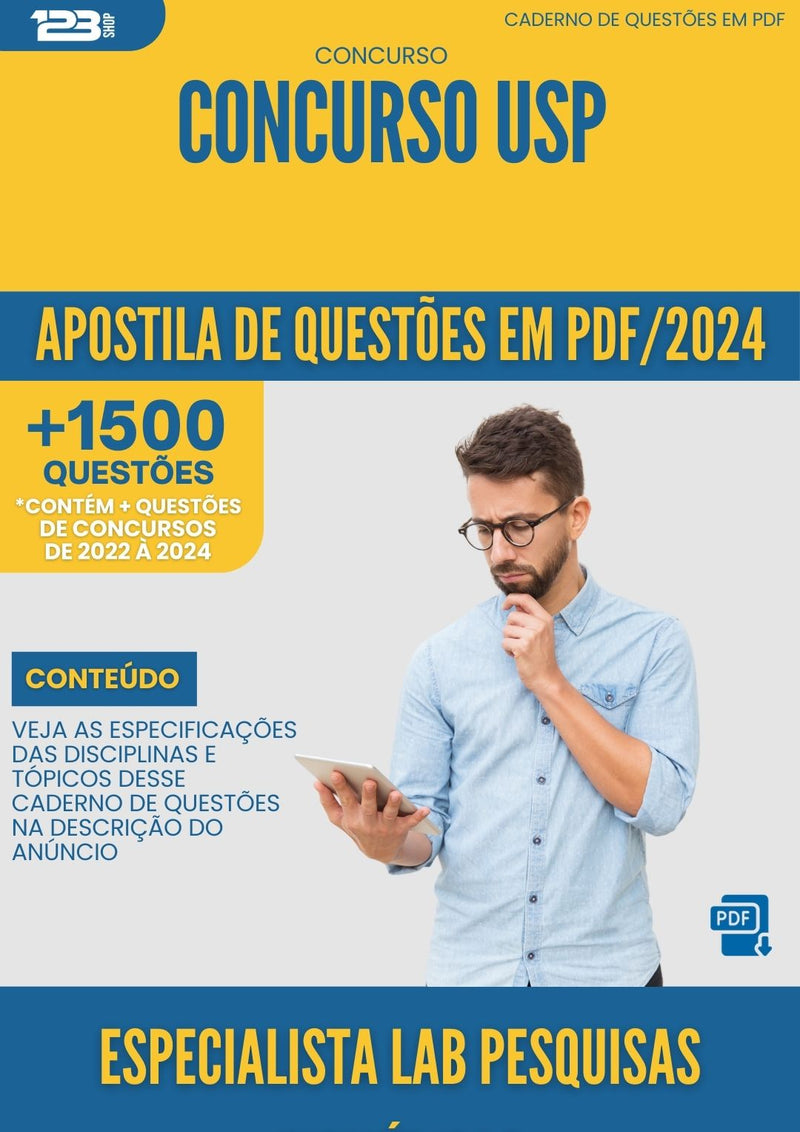 Apostila de Questões para Concurso USP 2024 Especialista Laboratório Pesquisas Biomédicas - Mais de 1.500 Questões