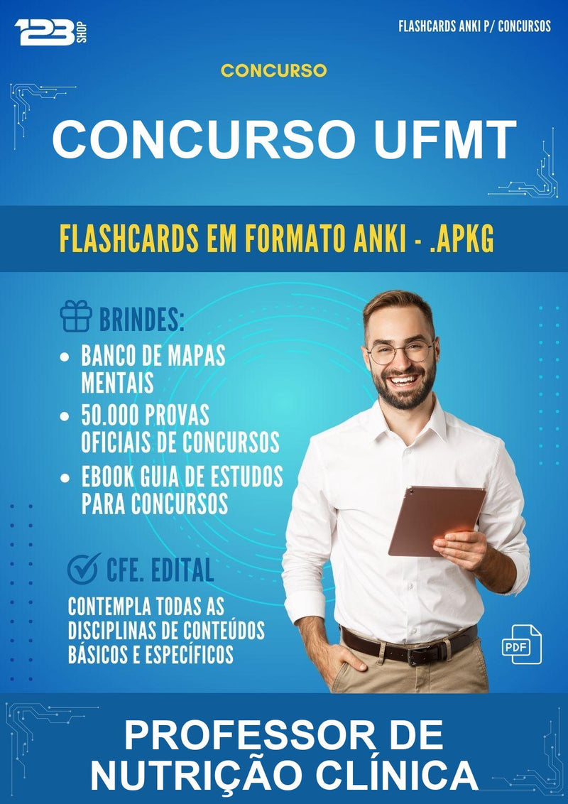 Flashcards Anki para o Concurso Ufmt para Professor de Nutrição Clínica - 400 Flashcards