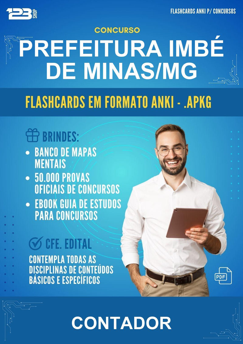 Flashcards Anki para o Concurso Prefeitura Imbé de Minas/MG para Contador - 400 Flashcards