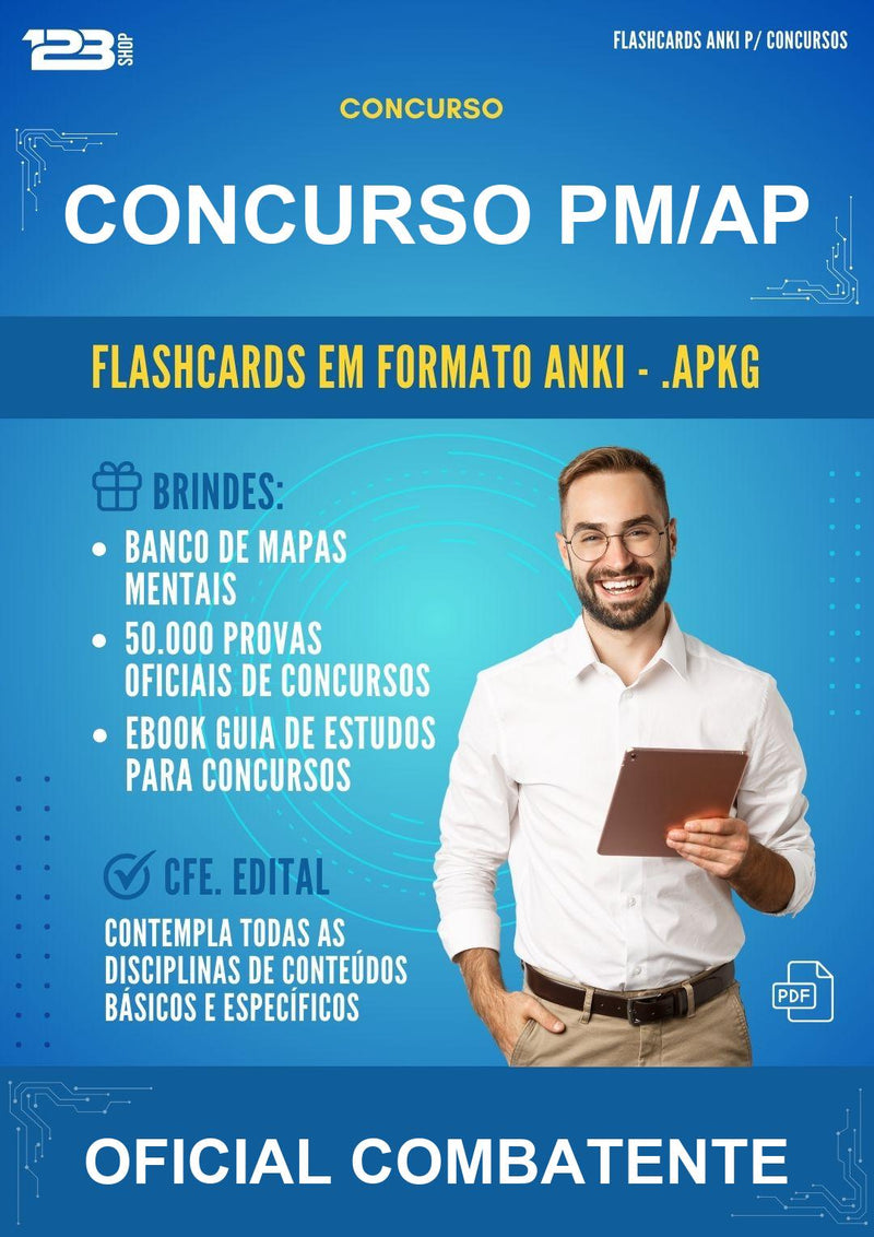 Flashcards Anki para o Concurso Pm/AP para Oficial Combatente - 400 Flashcards