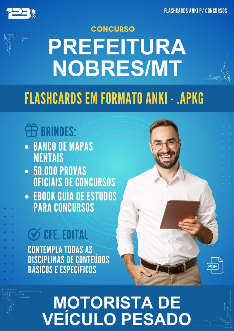 Flashcards Anki para o Concurso Prefeitura Nobres/MT para Motorista de Veículo Pesado - 400 Flashcards