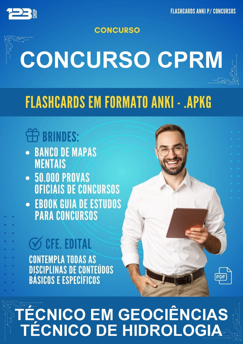 Flashcards Anki para o Concurso Cprm para Técnico Em Geociências Técnico de Hidrologia - 400 Flashcards