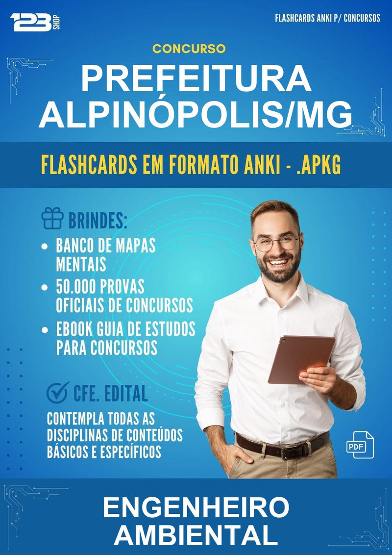 Flashcards Anki para o Concurso Prefeitura Alpinópolis/MG para Engenheiro Ambiental - 400 Flashcards