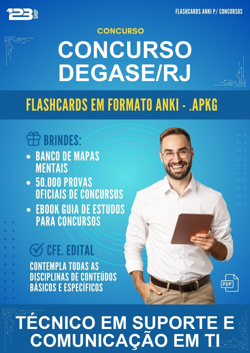 Flashcards Anki para o Concurso Degase/RJ para Técnico Em Suporte E Comunicação Em Ti - 400 Flashcards