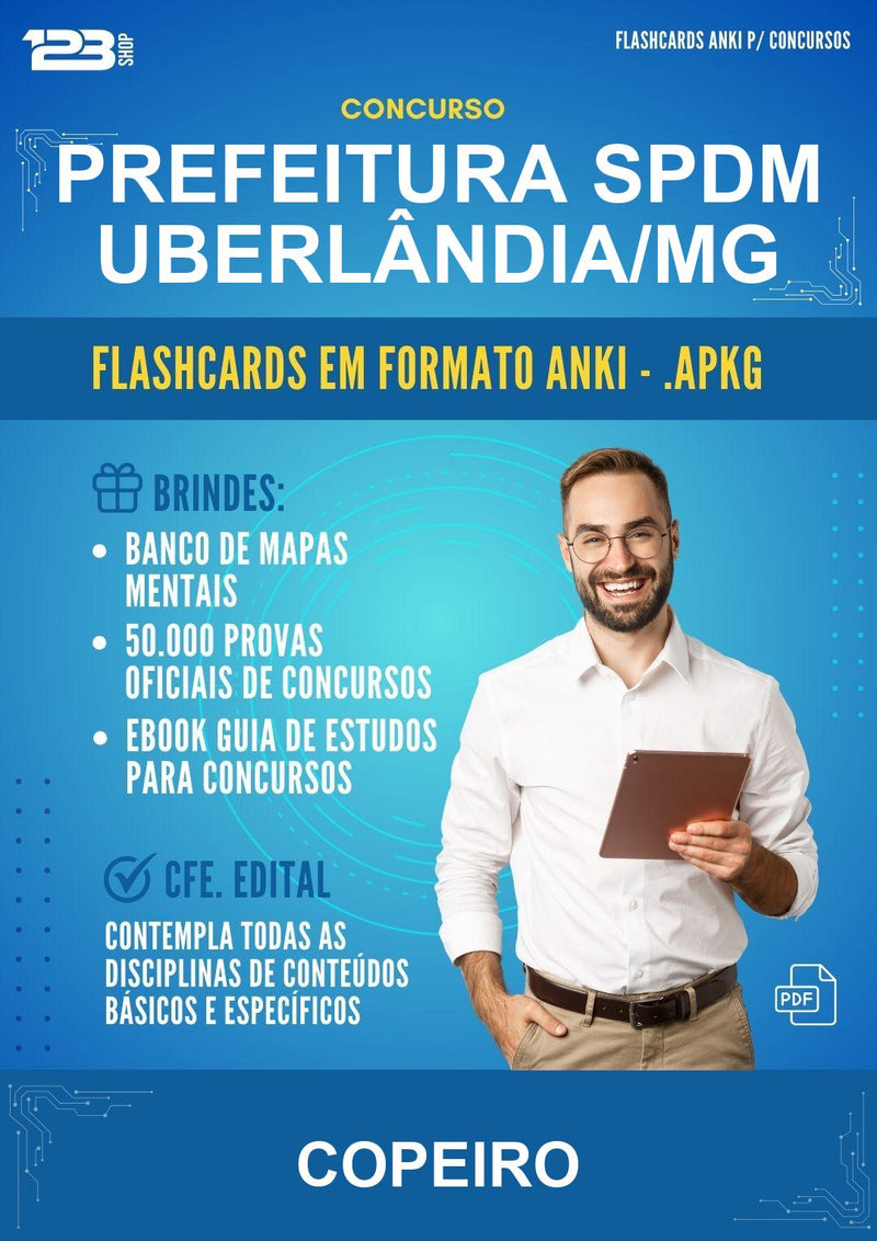 Flashcards Anki para o Concurso Prefeitura Spdm Uberlândia/MG para Copeiro - 400 Flashcards