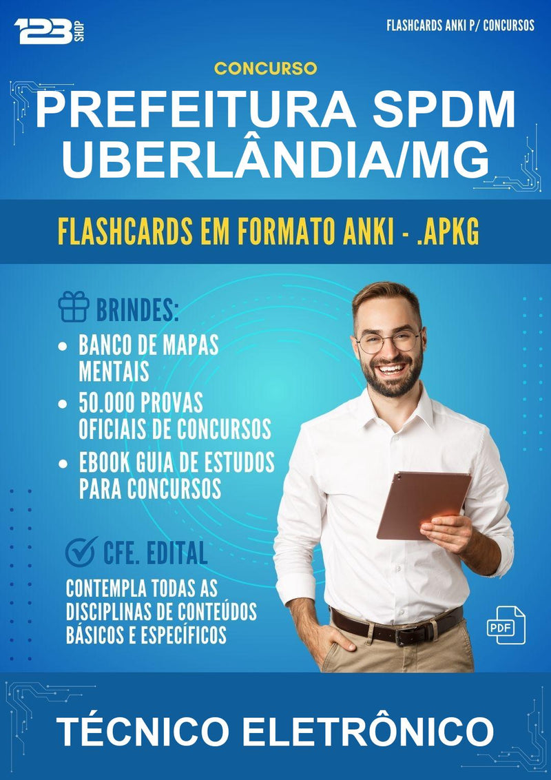Flashcards Anki para o Concurso Prefeitura Spdm Uberlândia/MG para Técnico Eletrônico - 400 Flashcards