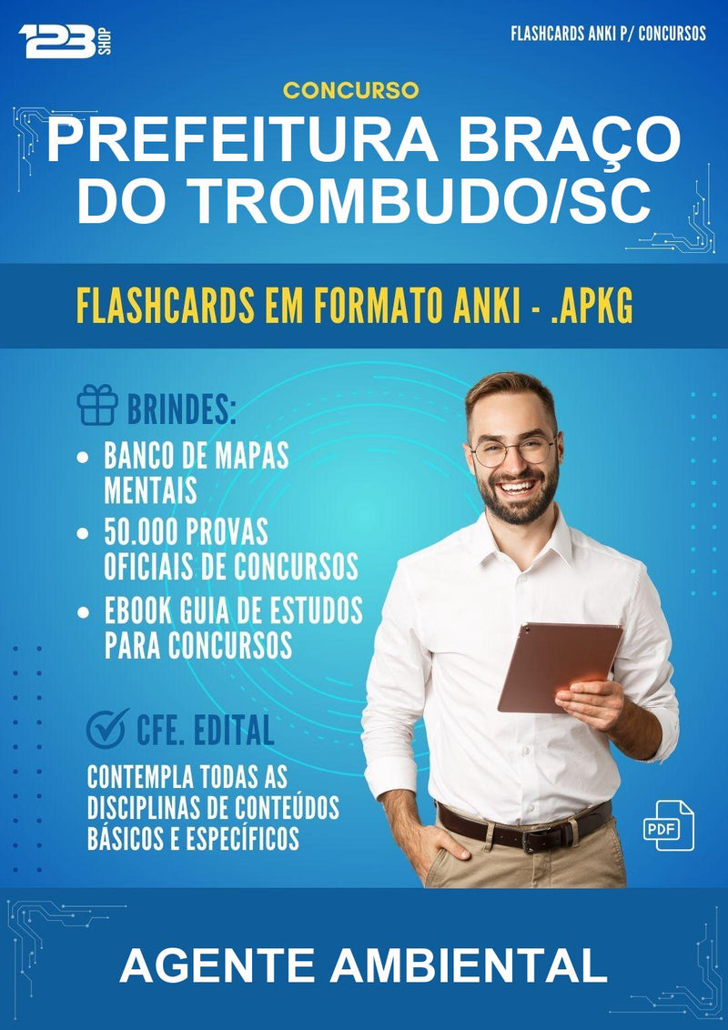 Flashcards Anki para o Concurso Prefeitura Braço do Trombudo/SC para Agente Ambiental - 400 Flashcards