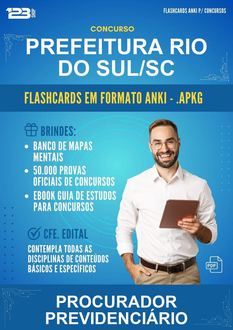 Flashcards Anki para o Concurso Prefeitura Rio do Sul/SC para Procurador Previdenciário - 400 Flashcards