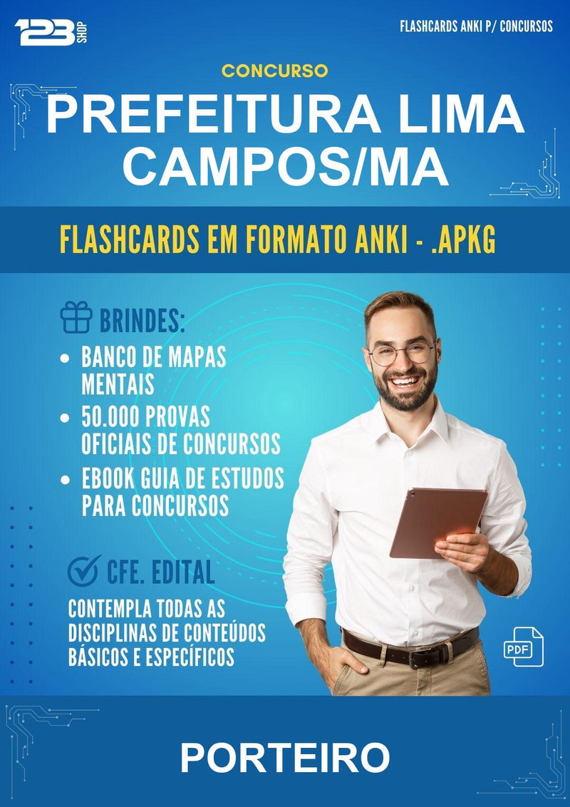 Flashcards Anki para o Concurso Prefeitura Lima Campos/MA para Porteiro - 400 Flashcards