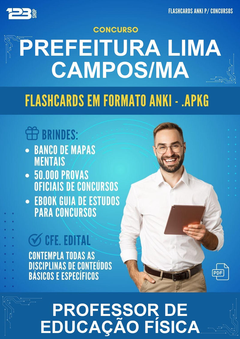 Flashcards Anki para o Concurso Prefeitura Lima Campos/MA para Professor de Educação Física - 400 Flashcards