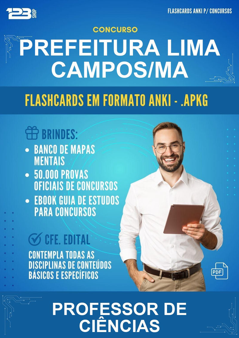 Flashcards Anki para o Concurso Prefeitura Lima Campos/MA para Professor de Ciências - 400 Flashcards