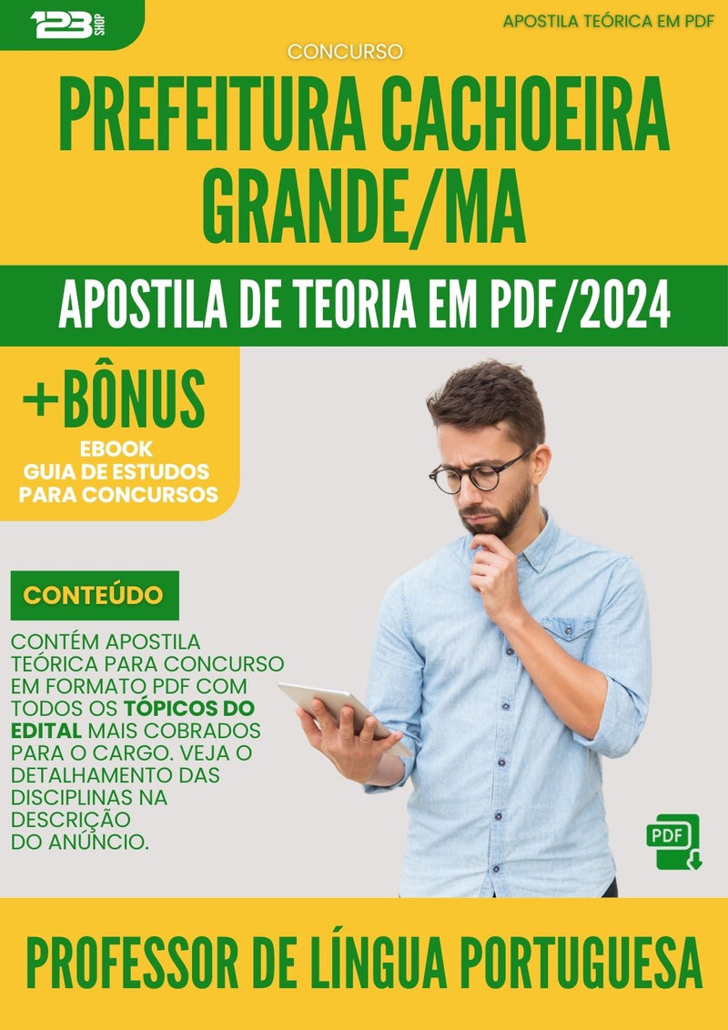 Apostila Teórica para Concurso Prefeitura Cachoeira Grande MA 2024 Professor De Língua Portuguesa