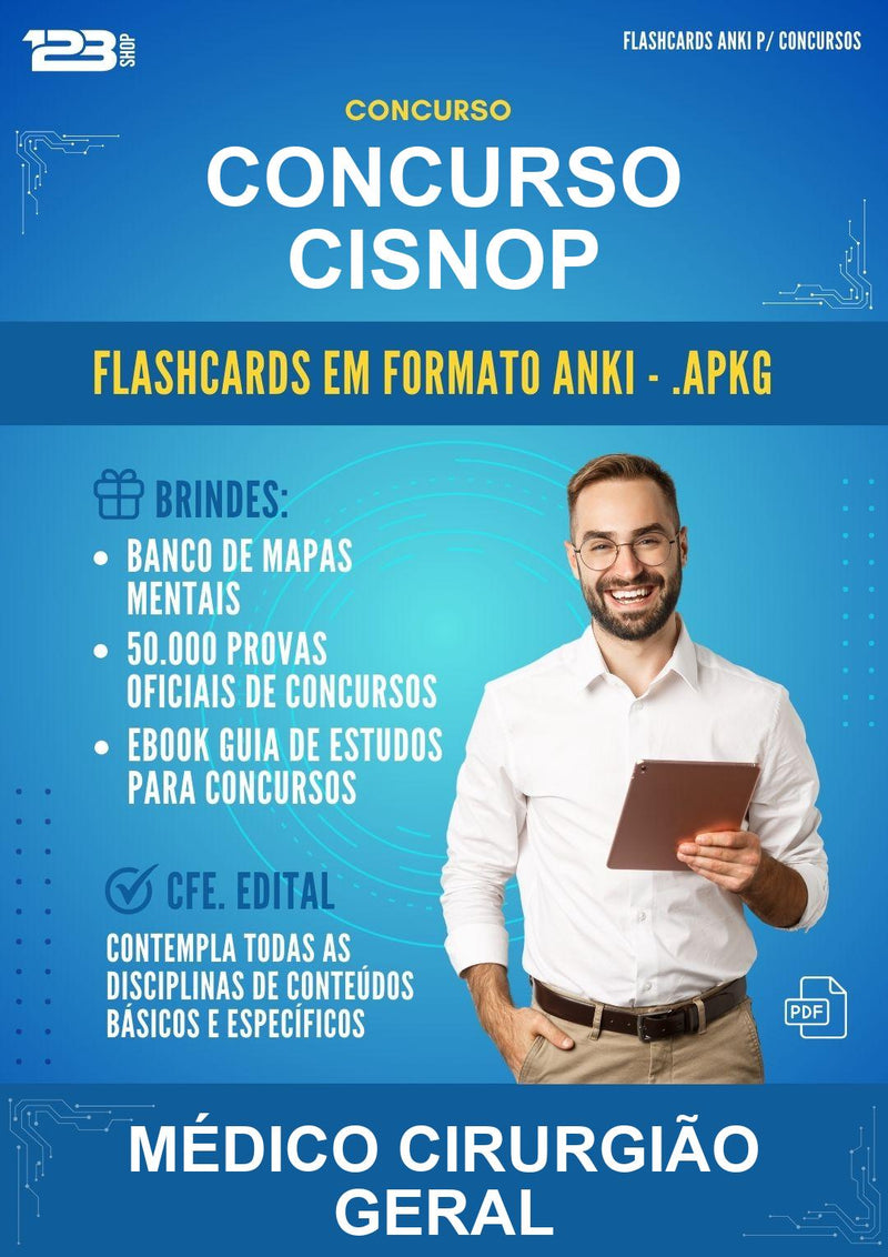Flashcards Anki para o Concurso Cisnop para Médico Cirurgião Geral - 400 Flashcards