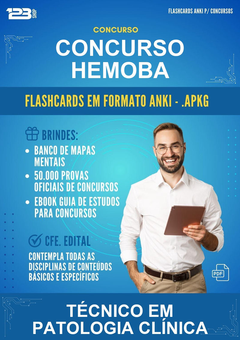 Flashcards Anki para o Concurso Hemoba para Técnico Em Patologia Clínica - 400 Flashcards